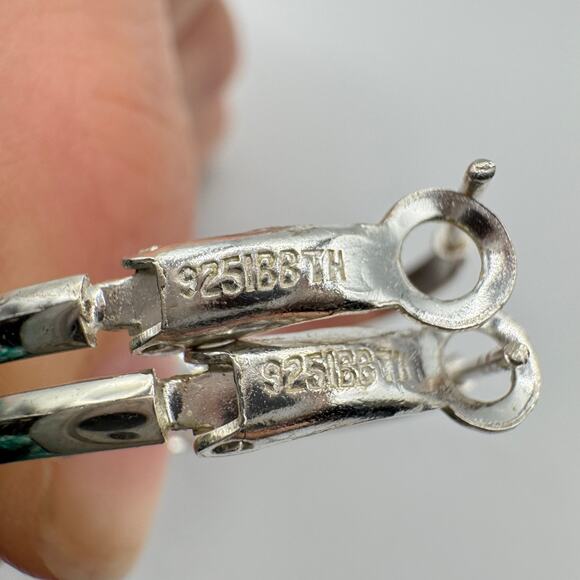 925 Sterling Silver Hoop Earrings IBB TH Hinge Back Pierced Timeless - Picture 8 of 12